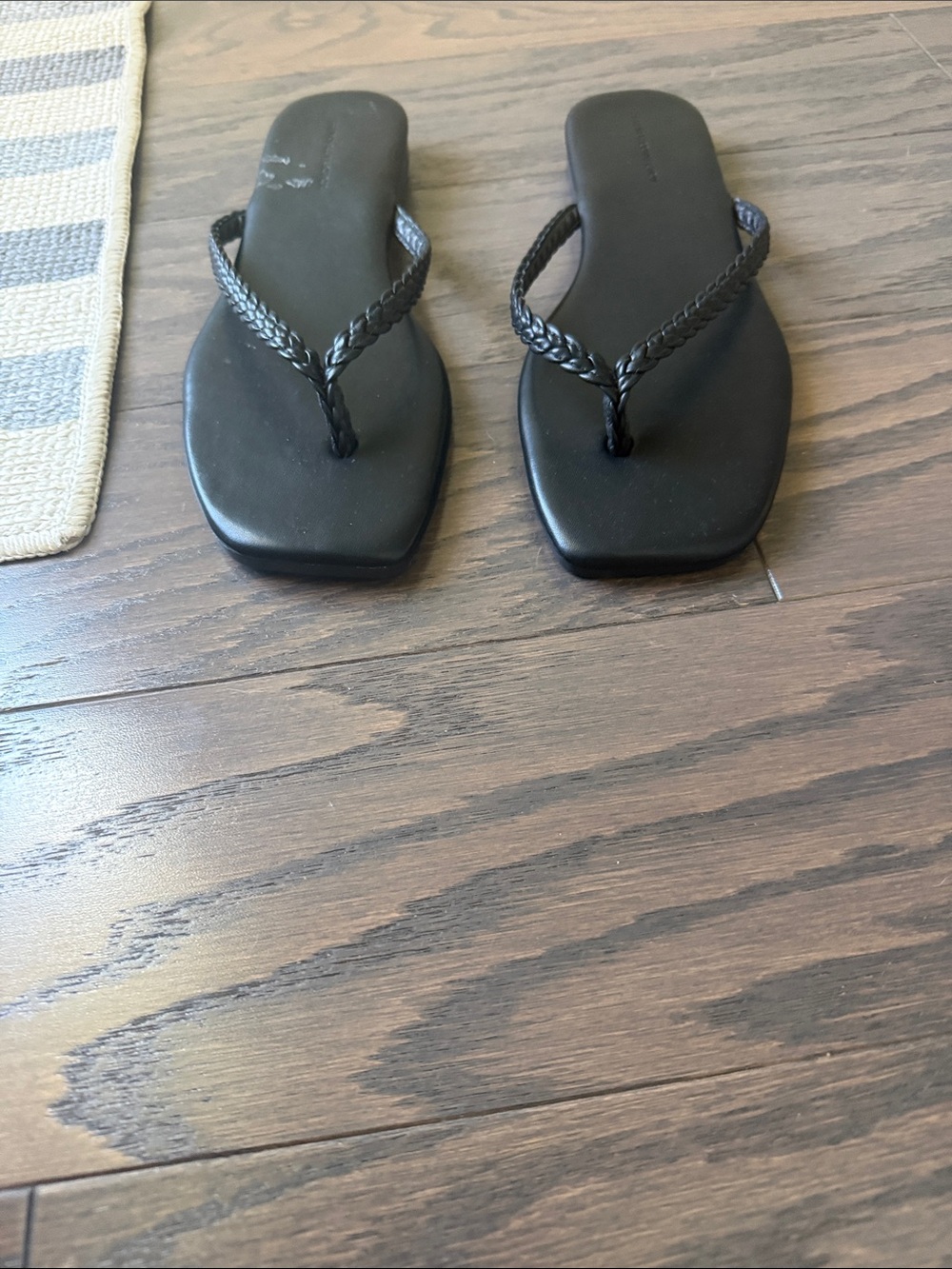 French Connection Black Braided-Strap Square-Toe Sandals - Picture 3 of 6